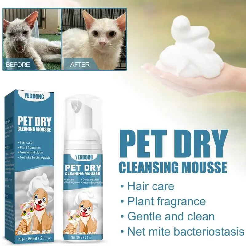 Pet Shampoo No Rinse Dogs Cats Mousse Pet Grooming Safe Bathless Cleaning