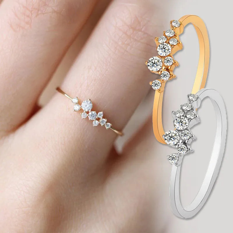 Rhinestone Ring Crystal Leaf Finger Shiny Zircon Ring