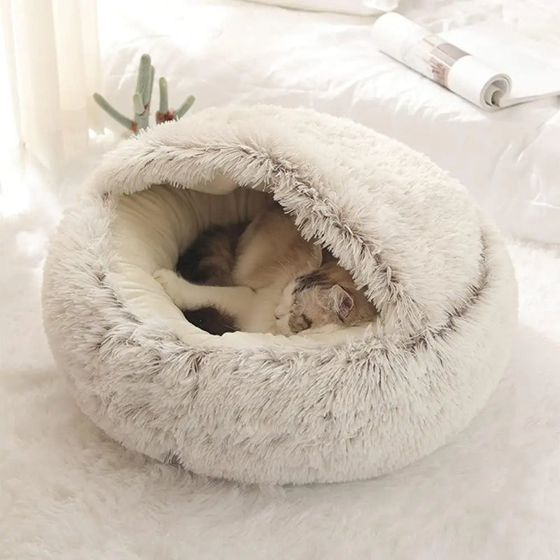 Pet Bed Soft Plush with Cover Round Mattress Warm