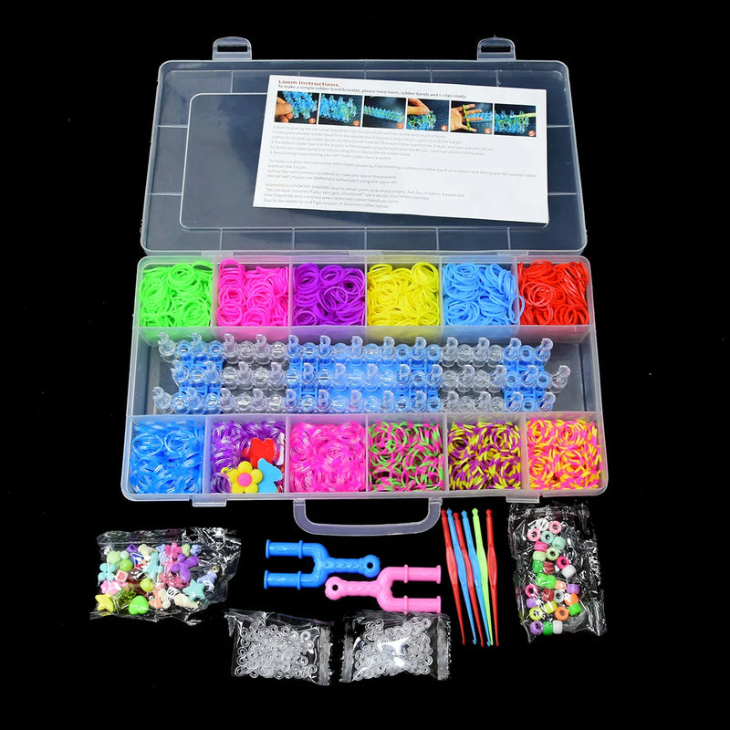 Loom Bands DIY Tool Set Box Weave Bracelet Handicraft Gift Children Kids Toys 1800pcs