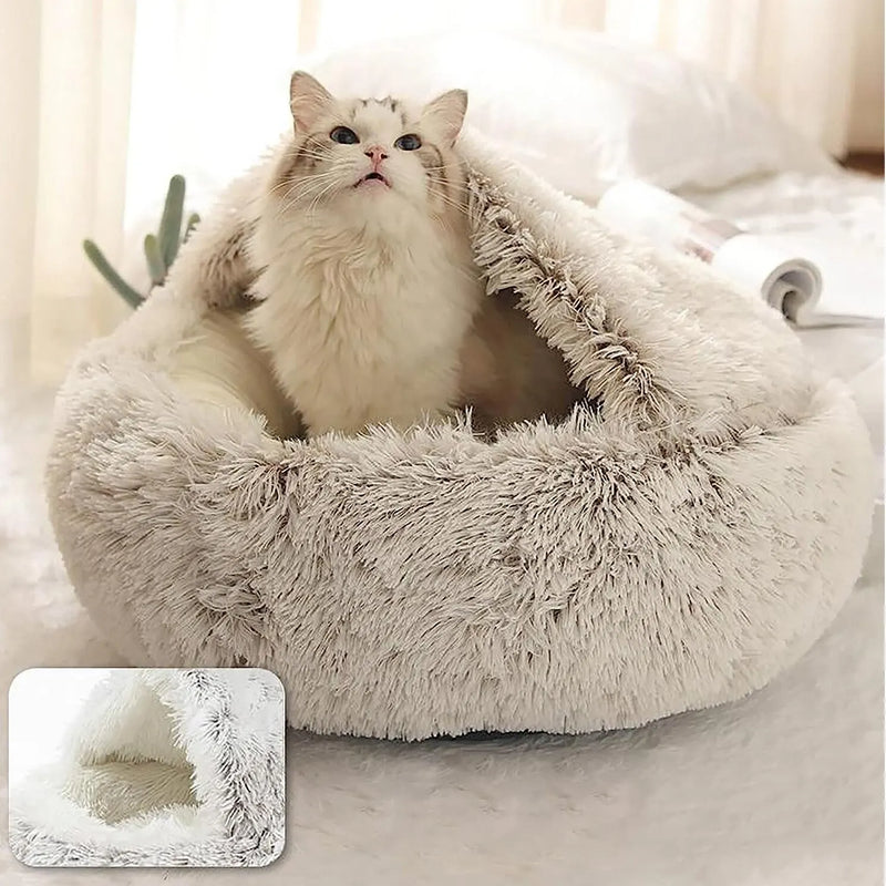 Pet Bed Soft Plush with Cover Round Mattress Warm