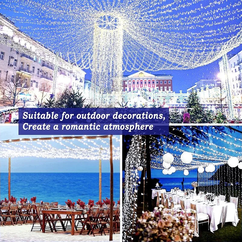 LED Outdoor Waterproof Solar Powered String Fairy Lights Garland 8 Mode Garden Wedding Decoration