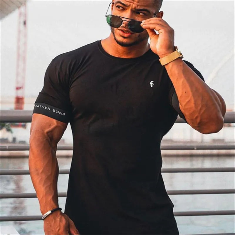 Gym T-shirt Men Short sleeve Slim tees shirt