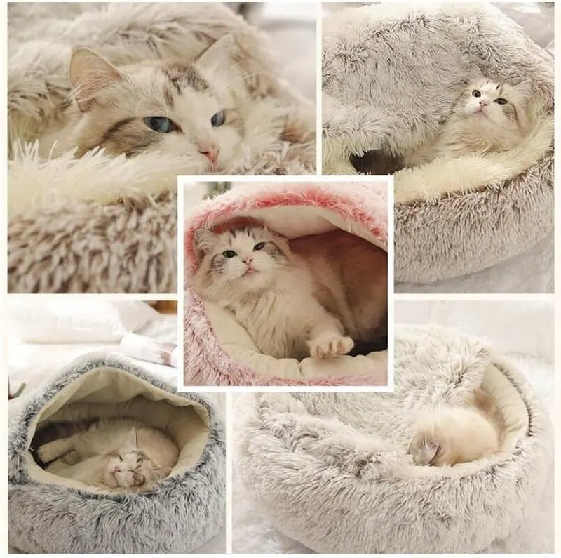 Pet Bed Soft Plush with Cover Round Mattress Warm