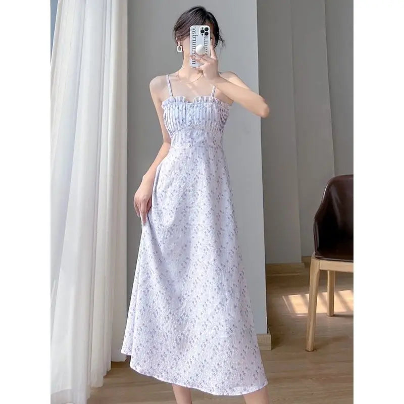 Summer Dress Korean Elegant Long Sleeveless Thin Shirt