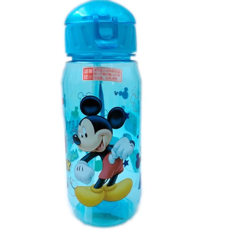 Water Bottles Disney Mickey Mouse Minnie With Cup Straw Kids Sport 450ml