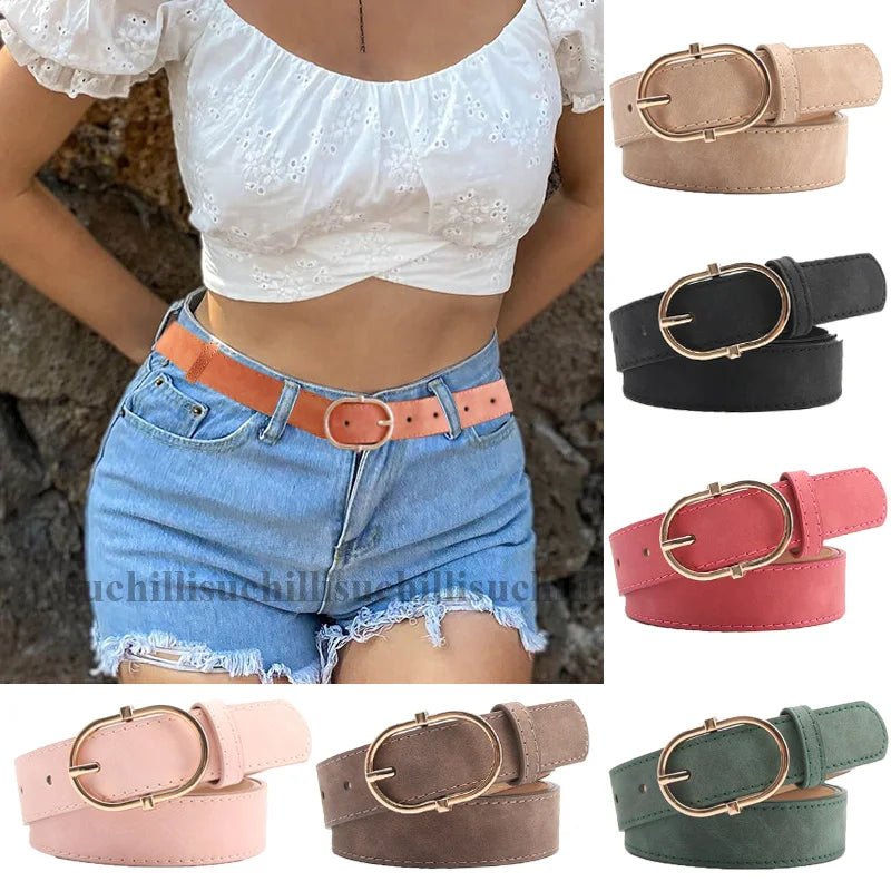 Belts Simple Leather Gold Buckle Matte Belt Female Waistband Luxury Designer Brand Straps