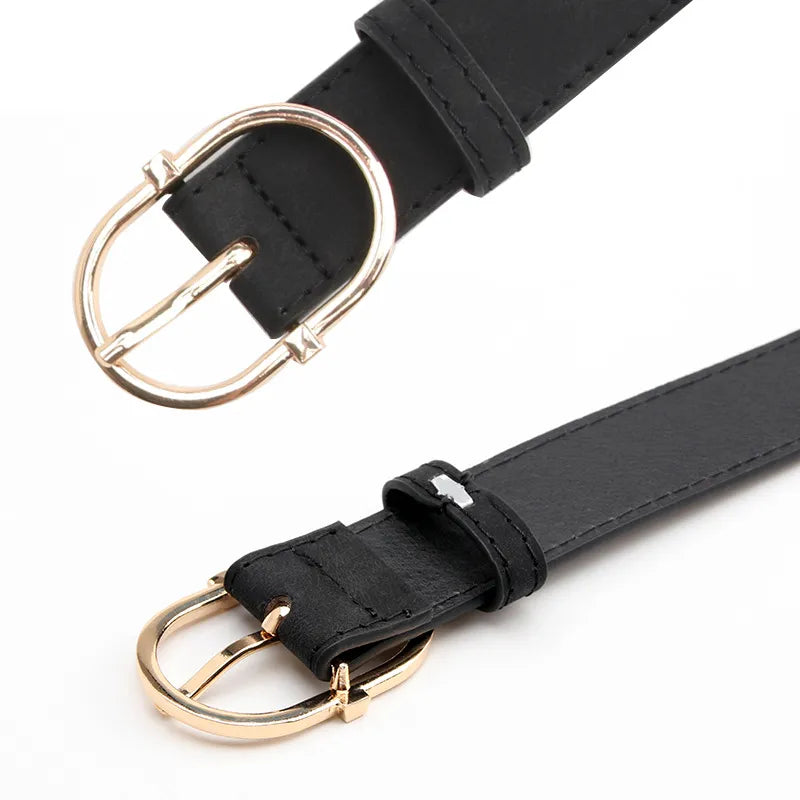 Belts Simple Leather Gold Buckle Matte Belt Female Waistband Luxury Designer Brand Straps