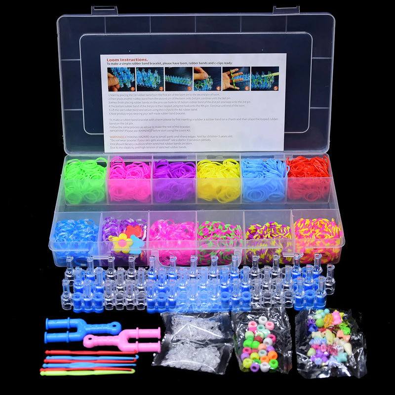 Loom Bands DIY Tool Set Box Weave Bracelet Handicraft Gift Children Kids Toys 1800pcs