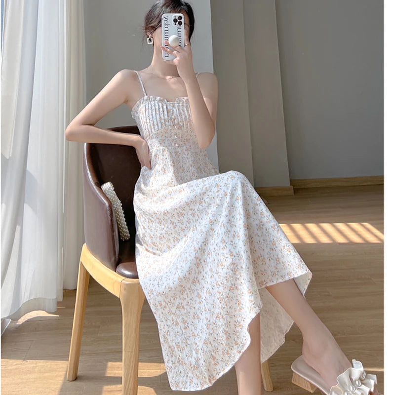 Summer Dress Korean Elegant Long Sleeveless Thin Shirt