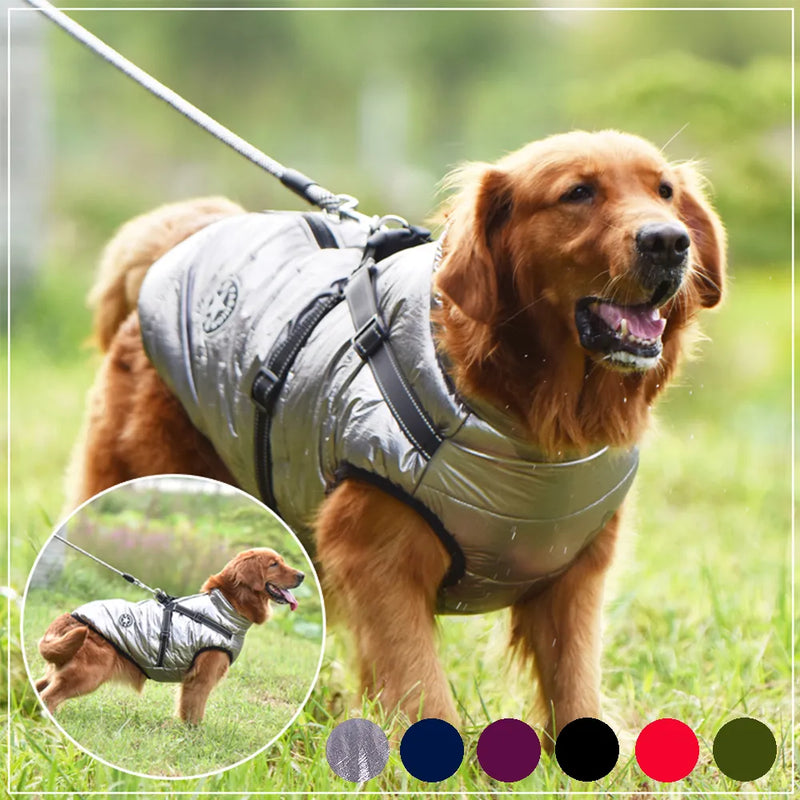 Large Dog Jacket with Harness for Winter Comfort