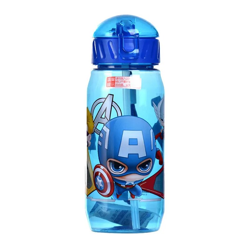 Water Bottles Disney Mickey Mouse Minnie With Cup Straw Kids Sport 450ml