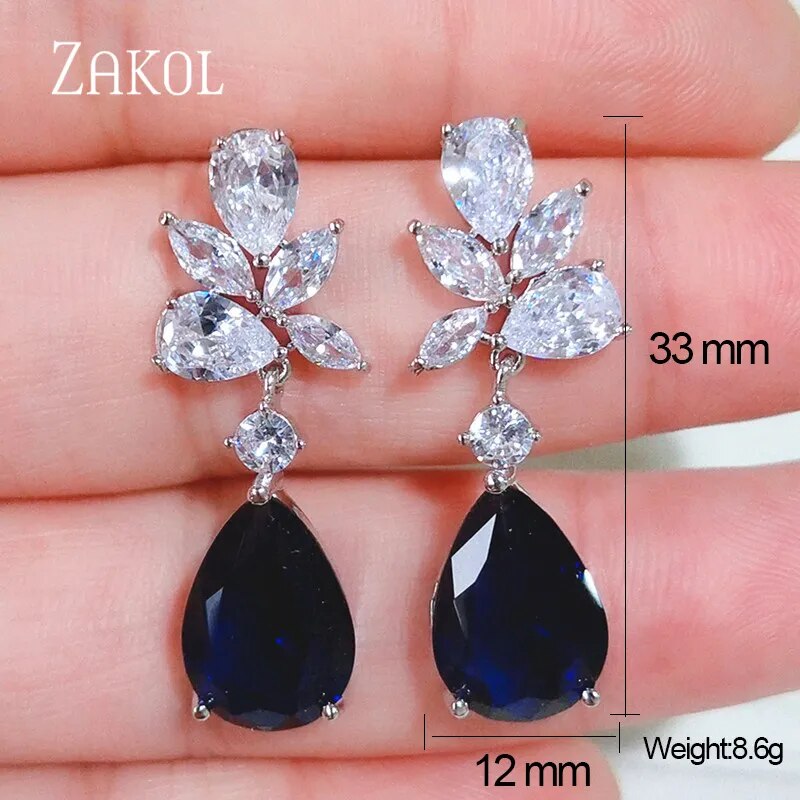 Earrings Water Drop Cubic Zircon Dangle Earring Shinny Leaf