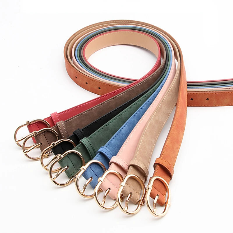 Belts Simple Leather Gold Buckle Matte Belt Female Waistband Luxury Designer Brand Straps