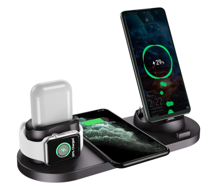 Wireless Charger Phones Pad Smart Watches 6 In 1 Fast Charging Dock Station