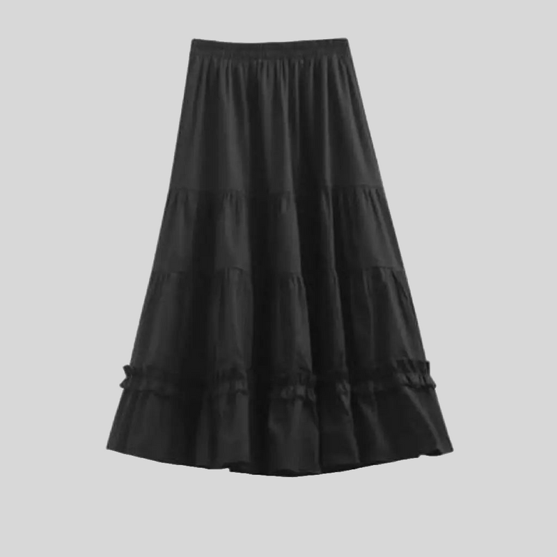 Summer Skirt Mid Length Women Fluffy Long Skirts White & Black A-line