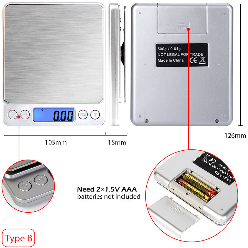 Kitchen Scale Weight Balance 5KG 1g 11lb Stainless Steel Measuring LCD Precision