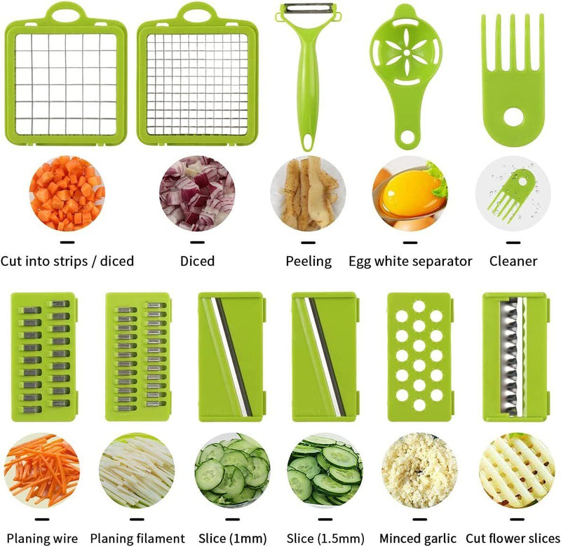 Food Vegetable Slicer Salad Fruit Peeler Cutter Dicer Chopper Kitchen 15in1