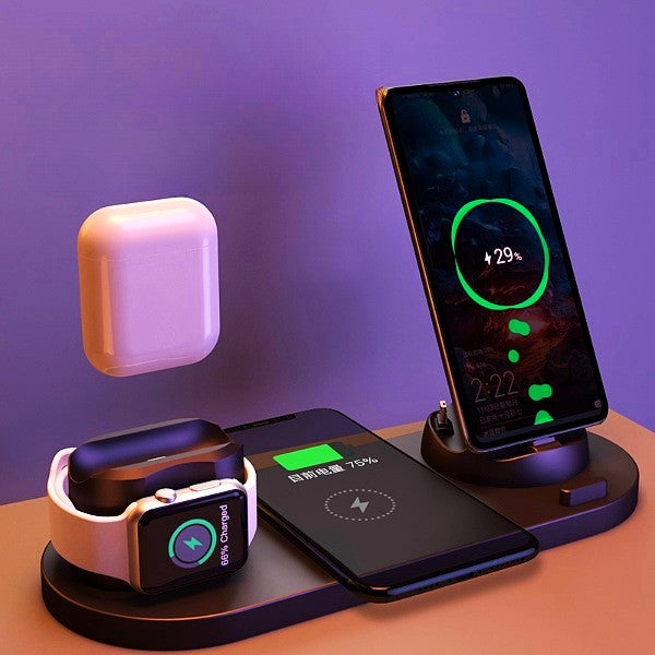 Wireless Charger Phones Pad Smart Watches 6 In 1 Fast Charging Dock Station